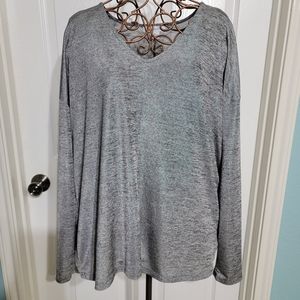 Liz Claiborne Pullover Gray/Silver Long Sleeve Top Women's Size XL
